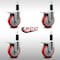 Service Caster 5'' SS Red Poly Swivel 1-1/4'' Expanding Stem Caster Set Total Lock Brake, 4PK SCC-SSEXTTL20S514-PPUB-RED-114-4 - alternate 3